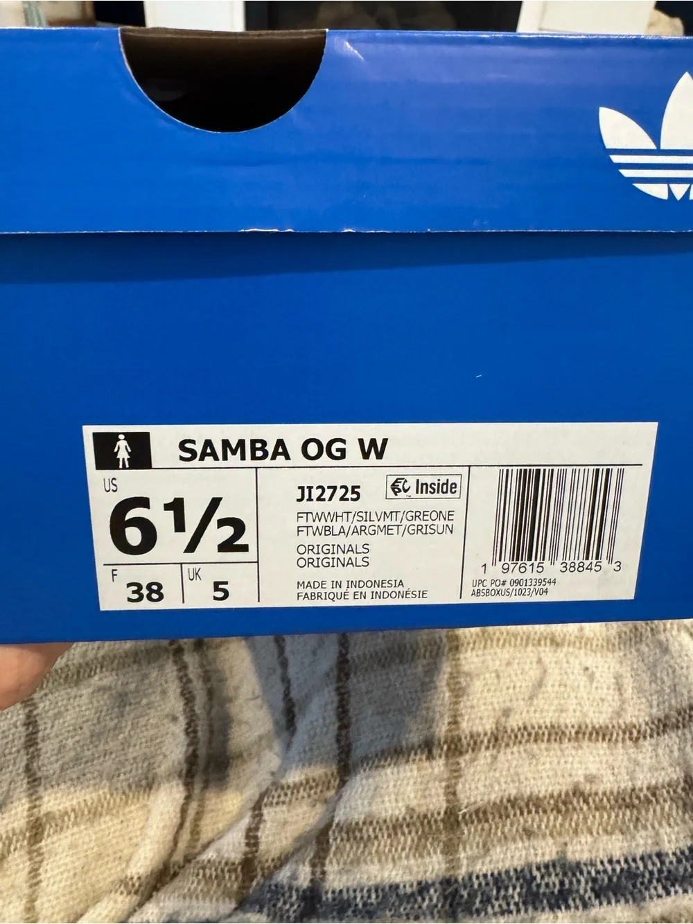 adidas Samba OG Women’s Sneakers Size 6.5 Cloud White Silver Grey - Picture 2 of 8